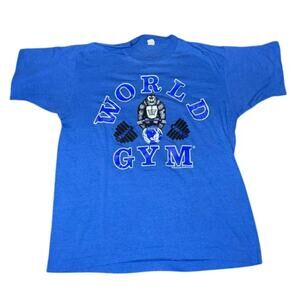 Vintage 90s World Gym Shirt Size L Blue